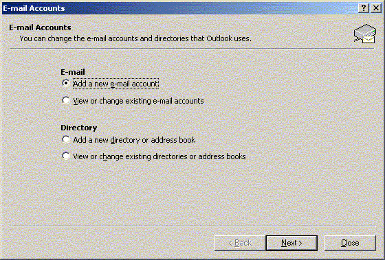 Choose Add New E-Email Account